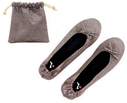 Wedding Mates Glitter Roll up Shoes Great for Any Occasion (6-7 UK, Pink Glitter)