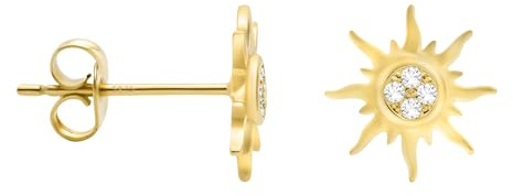 SOFIA MILANI - Damen Ohrringe 925 Silber - vergoldet/golden & mit Zirkonia Steinen - Stern Sonne Ohrstecker - 20554