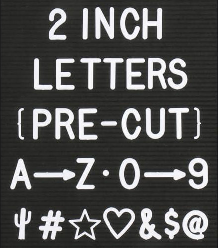 2 Inch Letters for Letter Board Letters Only, Large White Plastic Letters for Felt Letter Board Signs Accessories Big Pre-cut 2” for Changeable Message Board Letterboard 186 Characters