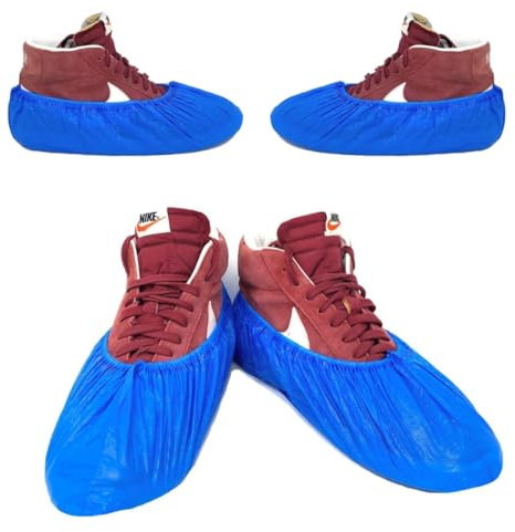 AQASKIN | 100pz Couvre-chaussures jetables résistants (4 g.), Bottes jetables CPE - EPI Équipement de protection individuelle - Nettoyage - Jardinage Bleu