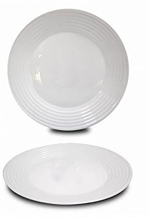 Hogar y Mas Plato Llano Ø27 cm Blanco en Set de 6, Vajilla Resistente y Elegante.