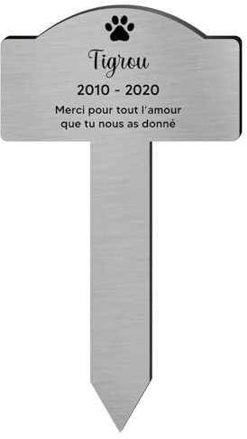 DECOHO - Plaque funeraire Personnalisable pour Chat - Plaque commémorative avec Piquet - Gravure Laser Durable - 4 Lignes de Texte 100% p - Or