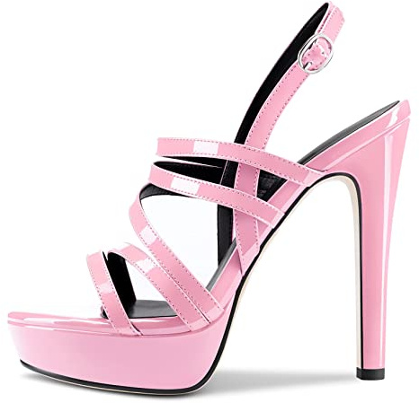 Castamere Donna Ragazza Spillo Alto High Tacco Heel Piattaforma Romani Sandali Cinturino alla Caviglia Slingback Fibbia 13 CM Heels Rosa A 41 EU