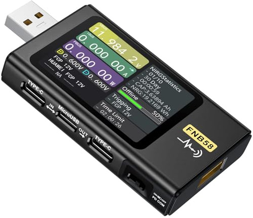 USB Tester 4-28V 7A LCD USB A&C Voltage Current Power Tester Multimeter, Fast Charge Detection Trigger Capacity Ripple Measurement, PD2.0/PD3.0,QC2.0/QC3.0