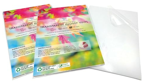 2 x 10 ark A4 klar/transparent vinyl glansig självhäftande klistermärke kvalitetsbläck tryckbar