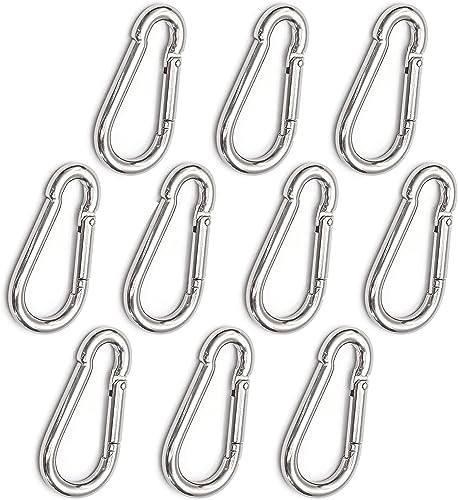 Estika Karabinerhaken - 10 Stück - 5 x 50 mm - Karabiner verzinkter Stahl bis 100 kg für Schlüssel, Hängematten, Dekoration