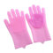 JITNGA 1 Par Guantes Silicona Lavar Platos Guantes Para Fregar Guantes Limpieza Reutilizables Guantes Lavado Para Cocina (Rosa)