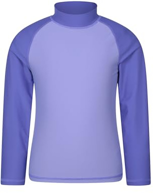 Mountain Warehouse Kids Rash Vest - UV Protection Rash Guard, Long Sleeves Childrens Rash Shirt, Flat Seams, Quick Drying, Stretch Fabric - Spring Summer, Swimming Dusky Purple Kids Size 7-8 Years