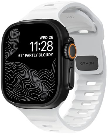 Nomad Sportarmband, kompatibel mit Apple Watch Armband Serie 8, 7, 6, SE und Allen vorherigen Modellen, wasserdichtes Uhrenarmband – 49/45/44/42 mm (Weiß)