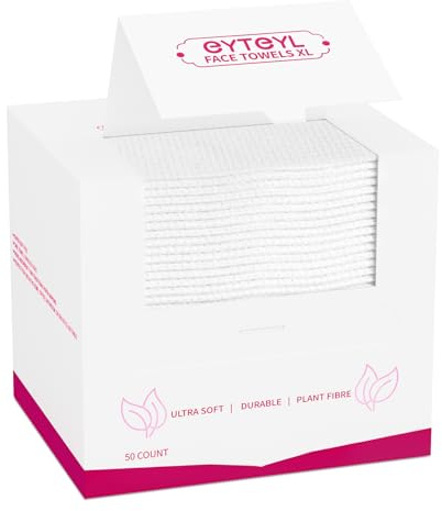 Engångs ansiktshandduk XL 50 Count, 25 x 30 cm ansiktshanddukar, tygnäsdukar, ansiktshandduk kompatibel med ren hud, sminkborttagningsduk och ansiktstvätt torra servetter (EF-mönster)