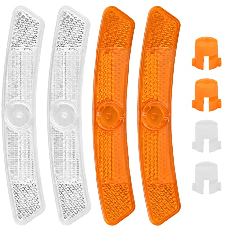 Fahrrad Reflektoren Set 4 Stück Fahrrad Speichenreflektoren, Reflektoren Fahrrad Speichen, Mit Starkem Reflexionseffekt, Speichen Katzenaugen Fahrrad, Für Mountainbike, Rennrad, Kinder(Wieß, Orange)