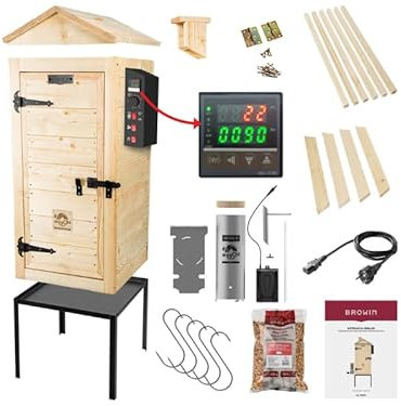 Browin Elektrische Räucherkammer dragON Wood 330339 | Garten-Räucherofen mit Rauchgenerator | Perfekter Rauchgenuss für exquisite Geschmackserlebnisse | Großes Fassungsvermögen 200 l