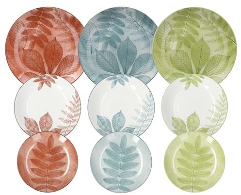 Tognana Natura, servicio de platos de 18 piezas para 6 personas, porcelana, multicolor.