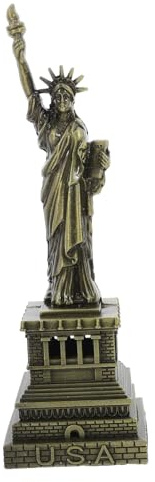 Garneck Mini Statue of Figurine - 15CM Bronze Model Souvenir from New York City - for Collectors and As a Cake Topper Decoration Unique Island Memorabilia