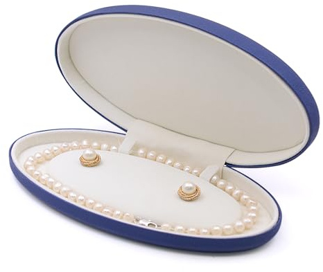 QINGZY Scatola Collana Perla in Pelle PU, Astuccio Portagioie Elegante con Rivestimento Morbido per Gioielli, Custodia Regalo Donna per Collana, Matrimonio, Compleanno