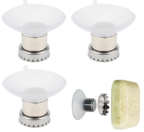 Lot de 3 Porte Savon Magnétique,Porte-Savon à Ventouse,PorteSavon Magnétique Ventouse Puissante,PorteSavon Aimanté,Aimant Savon,sans Perçage,pour Cuisine et Salle de Bain