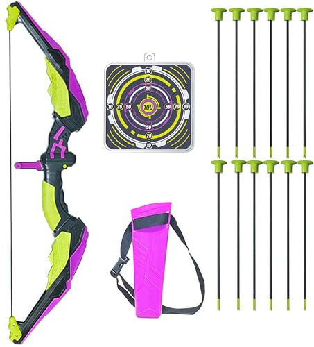 HYNXM Bogenschießen Set Pfeil und Bogen Set für Kinder mit 12 Saugtasche Bögen, 1 Ziel für Outdoor Bogenschießen Spiel Sport für Jungen und Mädchen.