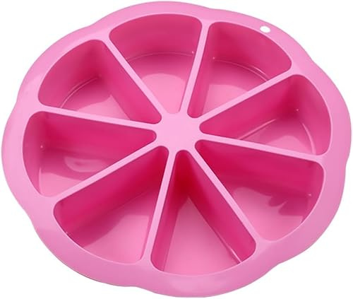 yeeplo Silikonkakform, rund, silikonbakform med 8 triangulära, non-stick silikon, tårtform, återanvändbar bakform för kakor, bröd, muffinssilikonform, kakhund kam (rosa)