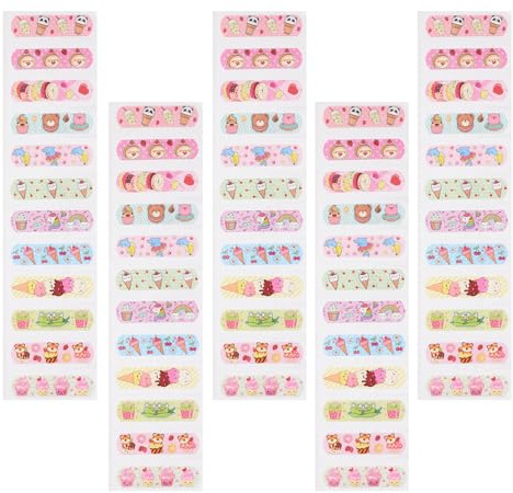 Operitacx Vendajes Adhesivos para 60 Piezas, Pegatinas Protectoras Transpirables E Impermeables de Colores Dibujos Animados, Vendajes Flexibles para Cuidado de Heridas en Estilo