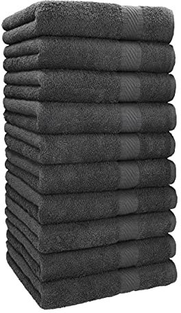 Betz Handtuch 10er Pack Handtücher Set Palermo Größe 50x100 cm 100% Baumwolle - gut trocknend, leichte Qualität - ideal für Sport, Strand, Reisen Farbe anthrazit