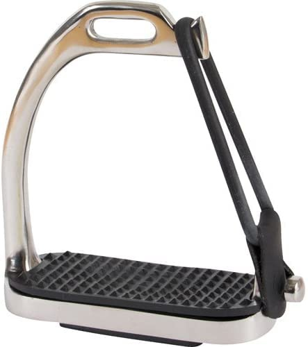 equi-deluxe 53618025 Étrier avec élastique de sécurité en acier inoxydable et anneau en caoutchouc sur le côté 11,5 cm Convient pour les femmes et les enfants