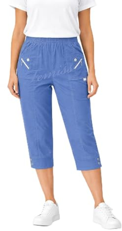 femiss Womens Capri Trouser Ladies Elasticated Pull On Cropped 3/4 Trouser Soft Summer Three Quarter Shorts Plus Size Pants
