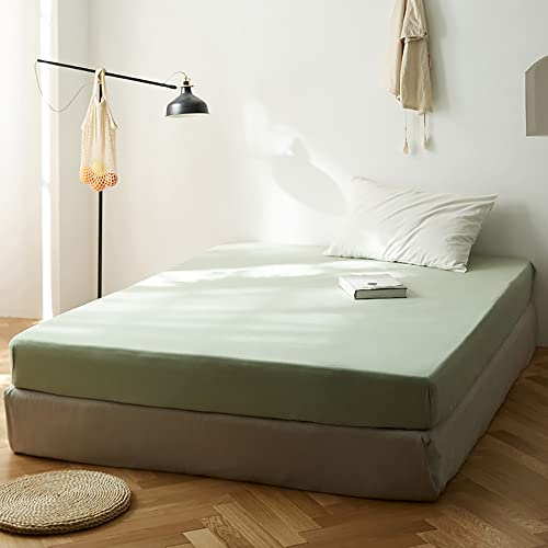 Michorinee Spannbettlaken 90x200cm Sommergrün Grün Boxspringbett Topper Superweiches Microfaser Bettlaken Einfarbig Spannbetttuch für Matratze bis 25 cm Hohe