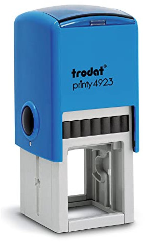 Trodat Printy 4923 - Sello personalizado de 6 líneas con texto deseado, aquí mismo en línea, color azul – sello de empresa, sello de dirección, con texto deseado, 30 x 30 mm – 6 líneas