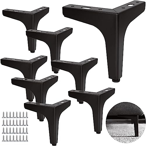 SENENQU 8er-Set Sofafüße Metall 13 cm, Metall Möbelfüße Belastung bis 800 KG Möbelfuß Schwarz, Tischhalterung aus Schmiedeeisen/Sofa, Fuß für TV-Möbel, Kleiderschrank mit 40 Schrauben