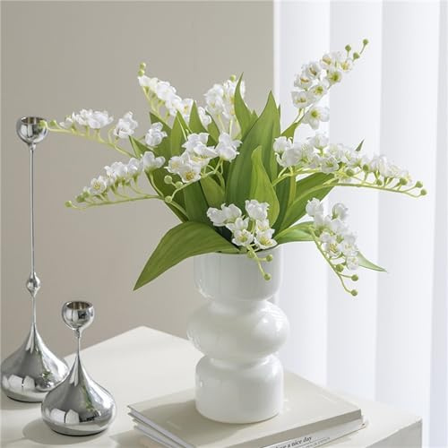 Ins Moderne Vasen, Hydroponische Glasblumenvase, Tulpenvase Glasblasenvase für Blumen, Dreischichtige Glasvase für Dekoration, Geometrische Glasvase für Haus/Büro/Hochzeit/Party（Weiß）