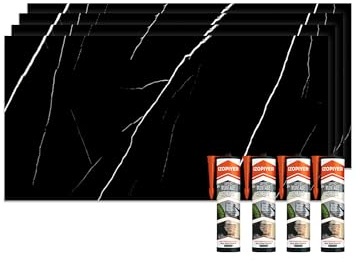 IZODEKOR Marble Effect PVC Wall Panels 60x120 cm, Waterproof Bathroom Wall Panels 3mm Thick, Decorative PVC Wall Cladding for Bathroom, Kitchen and Wet Area, Easy Installation - Black Lightning