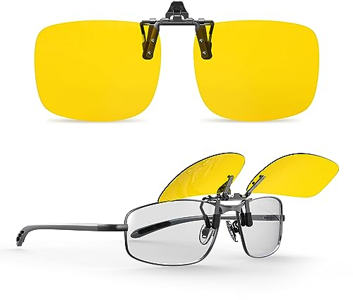 Goiteia Polarisierte Aufsteckbrille für Nachtfahrten Herren Damen – Nachtfahrbrille mit Flip-Up Design & Doppel-AR-Beschichtung, Blendfrei gegen entgegenkommende Scheinwerfer
