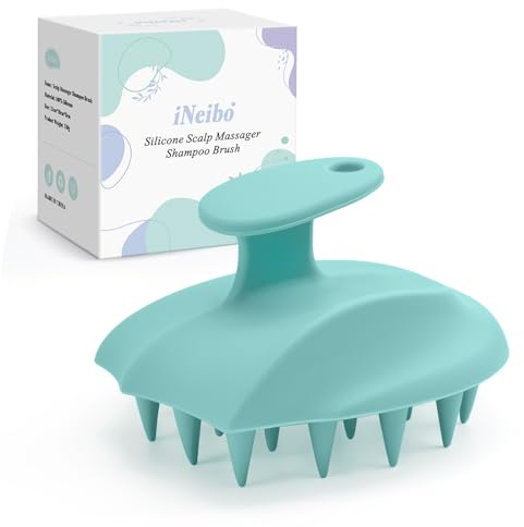 iNeibo Kopfhaut Massagebürste Haare Scalp Massager für Nasses und Trockenes Haar massagebürste sanfte kopfmassage bürste, Shampoo Bürste mit weichem Silikonkopf für schuppen und Kopfmassage Grün