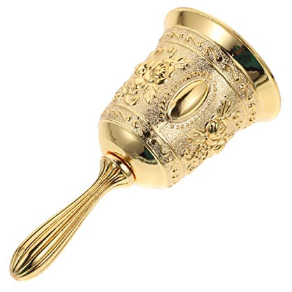 Amosfun Campana de Mesa Retro 1 Pieza Campana de Mano para El Hogar Restaurante de Llamada de Aleación de Zinc de Mesa Timbre Decorativo Dorado