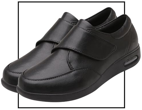 Uomo Donna Edema Scarpe Diabetiche Larghe Primavera Estate Traspirante Pelle Morbida Scarpe da chirurgia per Pollice valgo Uomo Scarpa Ortopedica (Color : Black, Size : 40.5 EU)