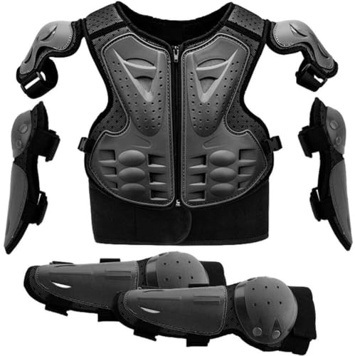 Gilet da Motociclista con Ginocchiere E Gomitiere Equipaggiamento Protettivo per Armature Motociclistiche Armatura per Motociclisti per Bambini dai 6 Ai 13 Anni