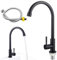 BAIFULAI Kaltwasserhahn Küche, Wasserhahn Küche Schwarz mit Anschlussschlauch, Edelstahl 360° Schwenk Einhebelmischern Hochdruck, Küchenarmatur, Kitchen Tap, Kaltwasserhahn Gäste WC für Küche