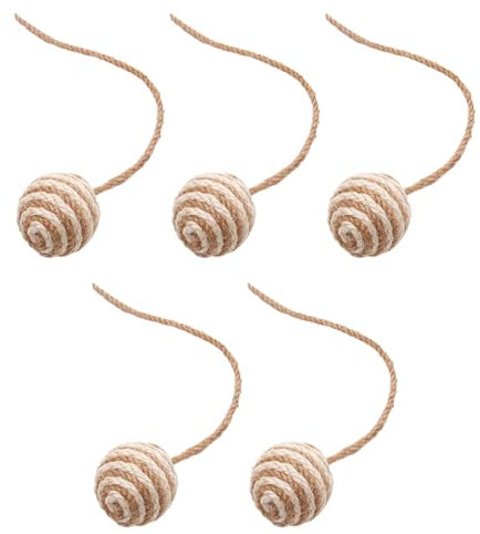 ＡＷＨＡＯ 5pcs Cat Sisal Rope Balls Cat Teaser Toys Cat Hemp Rope Balls for Small Medium Large Cats, 4.5cm Brown White