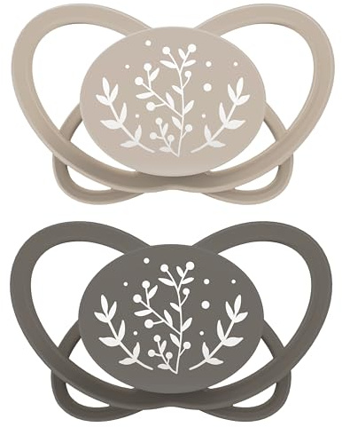 nip – Butterfly | 0–6 månader | 2-pack | amningskänslig, tandvänlig babynapp inklusive napplåda. Hållbar napp med mjuk silikonnapp, brun/beige