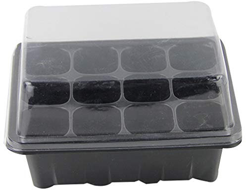 Juego de 3 bandejas de semillero de 12 celdas, caja de inicio de semillas, maceta de germinación para plantas, flores, color negro