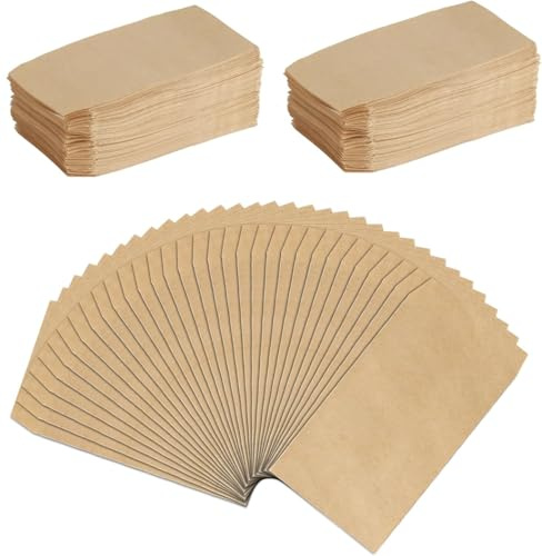 300 Pièces Petits Sacs en Papier Kraft, Mini Sacs de Graines, 6x11cm Petit Sac Cadeau, Sachets Plats Marron pour Cadeaux Bijoux Bonbons Pièces de Monnaie Mariages Noël