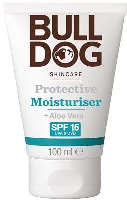 BULLDOG SKINCARE Protective Face Moisturiser for Men, SPF 15, 100ml | Hydrating moisturiser with SPF 15 protection, for all skin types, with natural origin ingredients