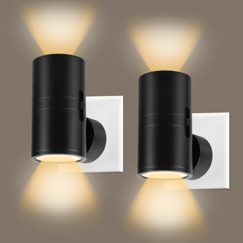 LWMTT LED Luz Nocturna, 2 Piezas Lámpara de Noche Infantil Enchufe Regulable,Luz Calida LED Noche, 3000 K, Brillo Ajustable 0-100 LM,para Dormitorio, Escalera, Pasillo