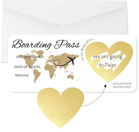 Holiday Scratch Card Reveal - Surprise Trip Reveal Gift with Boarding Pass Design, Scratch Off Stickers for Spouse Family Lover