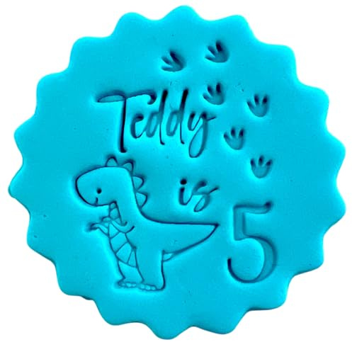 Personalised Cookie Stamp with Free Scallop Cutter, Birthday Age Collection, 5cm Acrylic Biscuit Embosser, Food-Safe Plastic Baking Tool, Fits M&S All Butter Biscuits (Design 9)