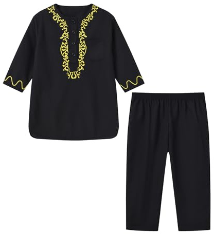 Traje de Bata de Manga Larga para niños, Traje Tradicional musulmán, Bata Bordada para Adolescentes, Traje árabe para niños