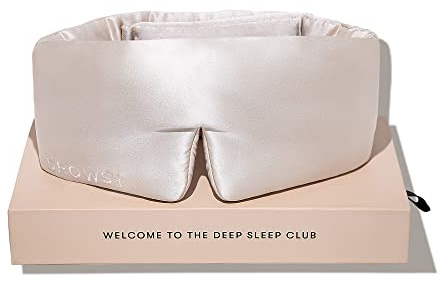 DROWSY Silk Sleep Mask. Face-Hugging, Padded Silk Cocoon for Luxury Sleep in Total Darkness (Dusty Gold)