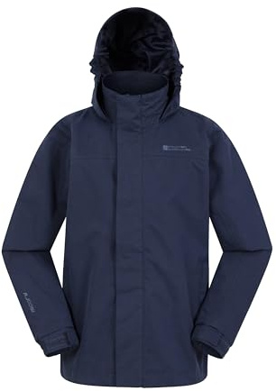 Mountain Warehouse Solar Kids Unisex Waterproof Jacket - Rip Stop Fabric, Taped Seams Adjustable Cuffs, Adjustable Hood, Boys & Girls - Spring Summer, Outdoors Navy 13y