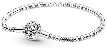 Pandora Timeless Snake chain sterling silver bracelet with clear cubic zirconia, 18