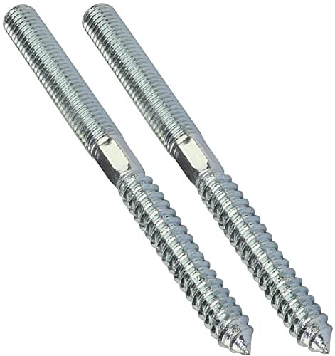 AERZETIX - C44770 - Lot de 2 vis à double filetage - goujon - patte à vis - métal/bois avec ou sans cheville - Ø10x120mm - en acier zingué - couleur argent